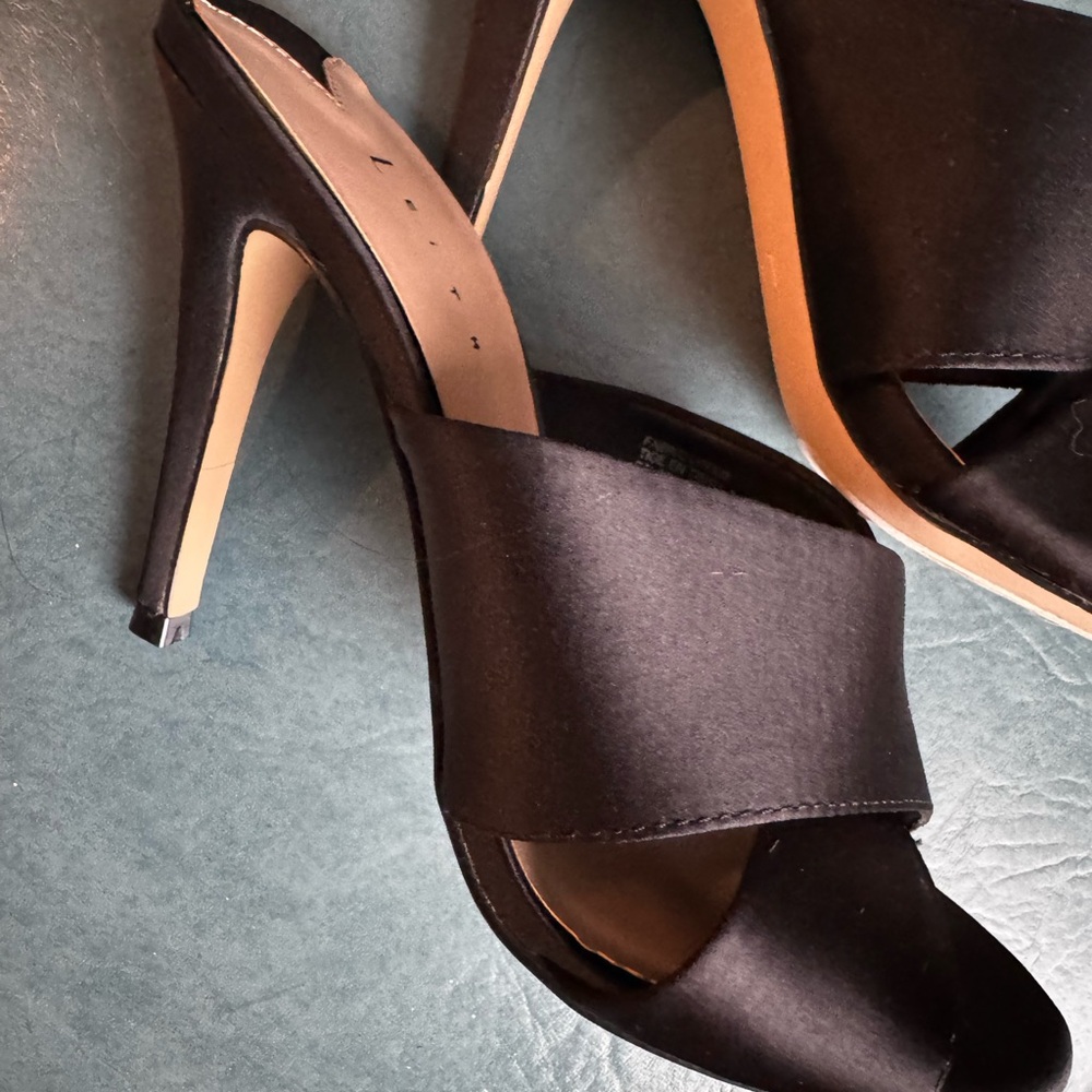 Black satin Leith stiletto mules - like new 
Very sexy